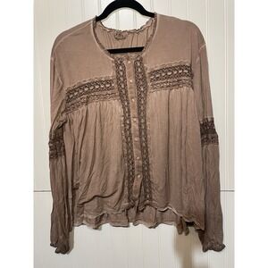 POL Clothing Lace Long‎ Sleeve Top Women's Size S P227